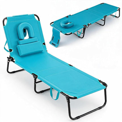 GYMAX Tanning Chair, 330lbs Beach Lounge Chair wit