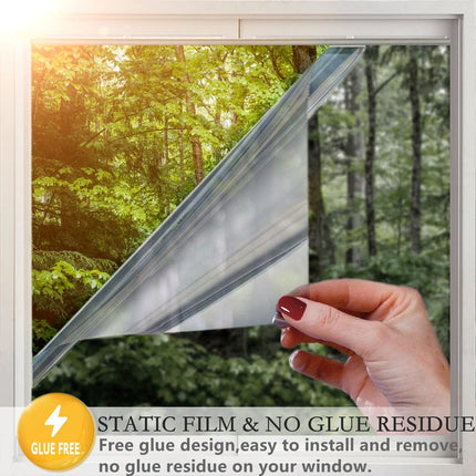 Arthome Heat Blocking Window Film Kit Anti-UV 60x460cm, Heat Control Window Stick Tint Reflective No Glue Static Cling Adhesive DIY One Way Film for Home and Office Sun Glare Reduction with Tool…