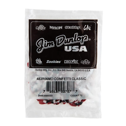 Dunlop 483R06MD Genuine Celluloid, Confetti, Medium, 72/Bag