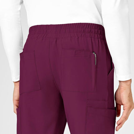 WonderWink Men's Cargo Jogger Pant, Wine, Medium