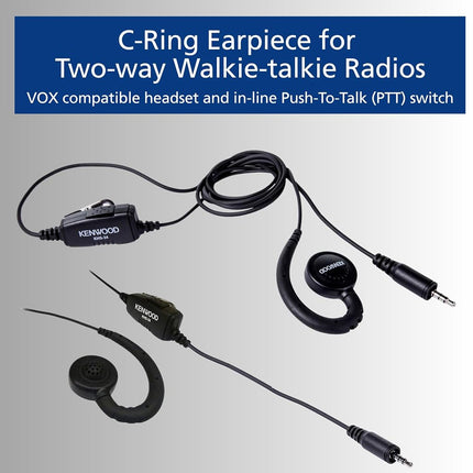 Kenwood KHS-34 C-Ring Earbud Hanger with PTT and Clip Microphone (Single Pin) for PTK-23K ProTalk Lite