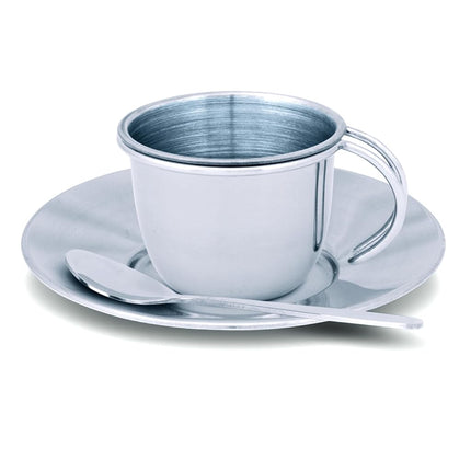 Melissa & Doug Stainless Steel Pretend Play Tea Set and Storage Rack for Kids (11 pcs)