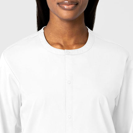WonderWink 800AWHITSM Wonder Work Unisex Snap Front Jacket, White, Standard-S Size
