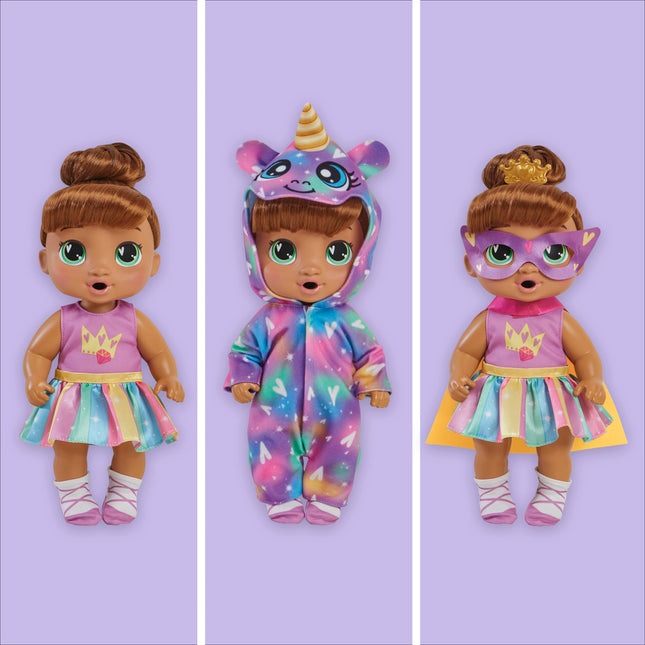 Baby Alive Super BFF Sophia Sparkle, poupée à habiller avec cheveux bruns, 28 cm, jouet pour filles et garçons de 3 ans et plus (exclusivité Amazon)