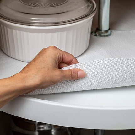 Duck Brand Smooth Top EasyLiner Lazy Susan Liner Kit - Easy to Install, Circular, Non Slip Shelf Liner for Lazy Susan Kitchen Cupboards and Shelves, 30 Inch Diameter, White, 2-Pack