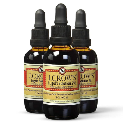 J.CROW'S® Lugol's Solution of Iodine 2% 2 oz Three
