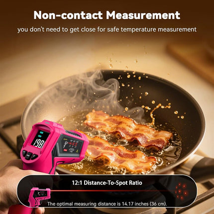 Wintact Infrared Thermometer, Surface Temperature Gun Pink -50℃ to 600℃