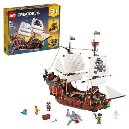 LEGO Creator 3in1 Pirate Ship 31109 Building Playset for Kids who Love Pirates and Model Ships, Makes a Great Gift for Children who Like Creative Play and Adventures, New 2020 (1,260 Pieces)