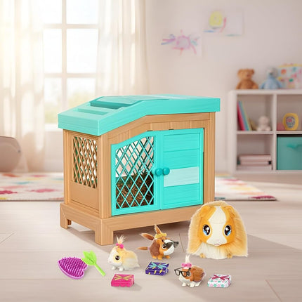 LLP Little Live Pets 26410 Soft, Interactive Mama Guinea Pig and her Hutch, and her 3 Surprise Babies. 20+ Sounds & Reactions. Batteries Included. for Kids Ages 4+,7.8 x 11.93 x 11.38 inches