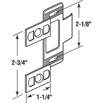 Prime-Line U 94865 Adjustable Strike, 2-3/4 in, Satin Nickel