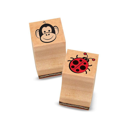 Melissa & Doug Wooden Stamp Set, Favorite Things - 26 Stamps, 4-Color Stamp Pad with Washable Ink for Art Projects for Kids Ages 4+