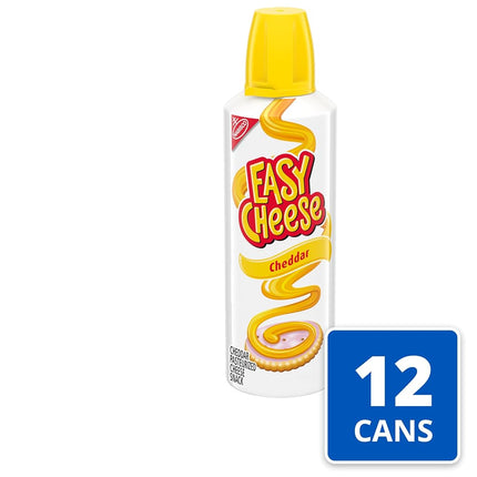 Easy Cheese Cheddar Cheese Snack, 8 oz Cans (Pack of 12)