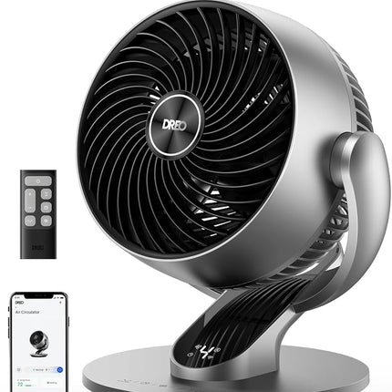 DREO Smart Fan for Bedroom,120� Vertical and 90� Oscillating Fan with Remote/Voice, 13 Inch Height Quiet Air Circulator for Whole Room, 70 ft, 4 Speeds, 5 Modes, 12H Timer, Desk Fans for Home, Office