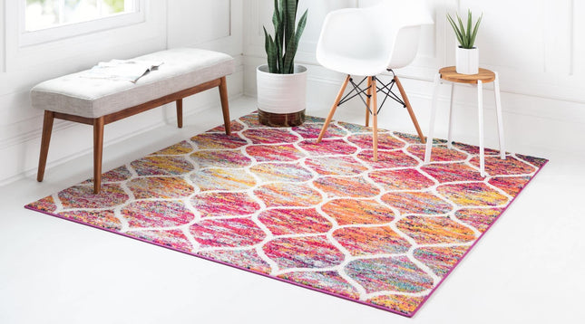 Unique Loom Trellis Frieze Collection Area Rug - Rounded (3' Square, Multi/Black)