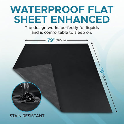 Waterproof Nuru Massage Flat Sheet 200x200cm for Massage Table & Bed, Black