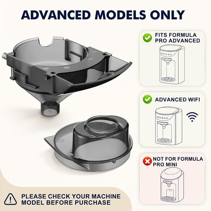 Remerry 3 Sets Baby Formula Maker Funnel Replacement and Cover Compatible with Baby Brezza/Formula Pro Advanced and Advanced WiFi Dispenser Inside Parts, Grey, Not Compatible with Pro Mini
