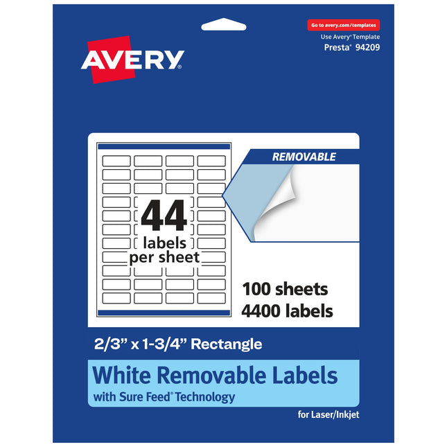 Avery Matte White Removable Rectangle Labels with 