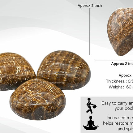 Aragonite Crystal Heart Palm Stone - Pocket Massage Worry Stone for Natural Body Chakra Balancing, Reiki Healing and Crystal Grid