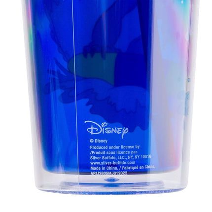 Vaso de plástico frío Silver Buffalo Disney Lilo & Stitch Cosmic Surfer con tapa y adorno para pajilla, 709 ml