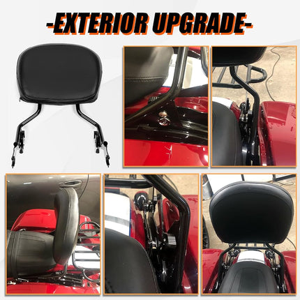 ECOTRIC Adjustable Detach Sissy Bar Backrest Compatible with 2009-2022 Harley Touring Street Glide FLHX FLHR w/Leather Pad
