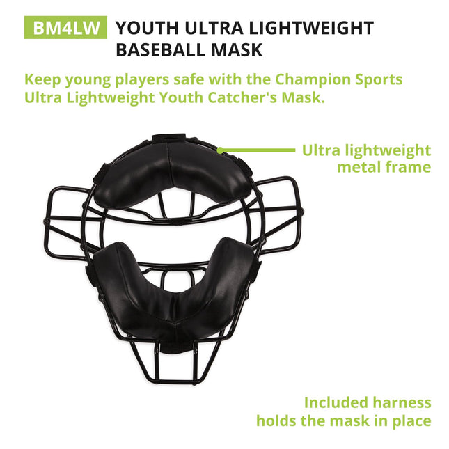Masque de receveur ultraléger Champion Sports pour jeune, noir