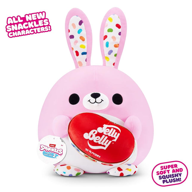 Snackles Easter Bunny 20 cm Series 2 (Jelly Belly) by ZURU, Soft Cuddly Rabbit Plush, Easter Gift for Kids