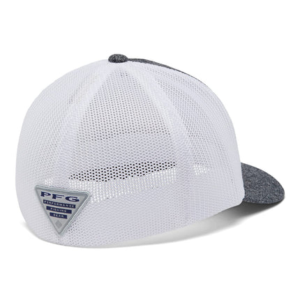 Columbia PFG Mesh Ball Cap-High, Grill Heather/White/US Fish Flag, X-Large