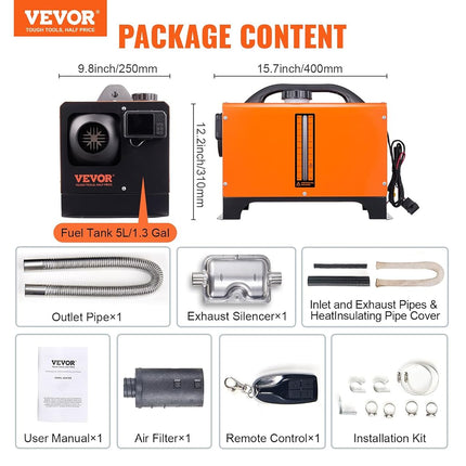 VEVOR 8 KW Diesel Air Heater, Bluetooth App Control All-on-one Diesel Heater with Automatic Altitude Adjustment, Remote Control and LCD, Portable Parking Heater for RV Trailer Camper Van Boat