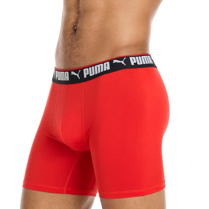 PUMA Men's 5 Pack Performance Boxer Briefs, Navy/Red/Black, L