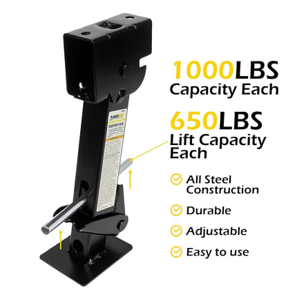 MaxxHaul 50970 Trailer Swing Down Stabilizer Jacks Telescoping RV Camper Accessories 1000 Lbs Capacity Each 12-18 inch | Set of 2
