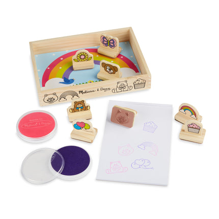 Melissa & Doug Mi Primer Set de Sellos de Madera - Favoritos (8 Sellos con Asa, 2 Almohadillas de Tinta Lavables)