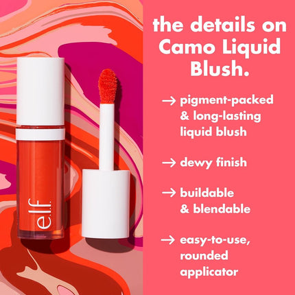 e.l.f. Camo Liquid Blush, Long-lasting Liquid Blush For High-pigment Color, Creates A Soft, Dewy Finish, Vegan & Cruelty-free, Suave Mauve