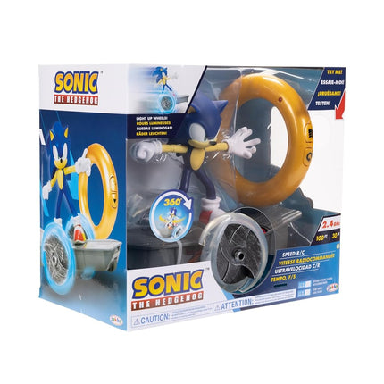 Sonic The Hedgehog Speed RC Skateboard Vehicle with Gold Ring Controller – Light Up Wheels & 360 Spins, Turbo Mode for Extra Boost, 2.4GHz, 100FT Range