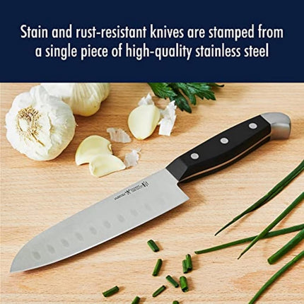 J.A. Henckels International Statement Hollow Edge Santoku Knife, 5-inch, Black/Stainless Steel