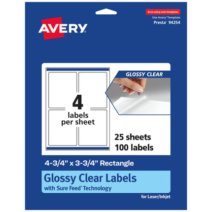Avery Glossy Clear Rectangle Labels with Sure Feed