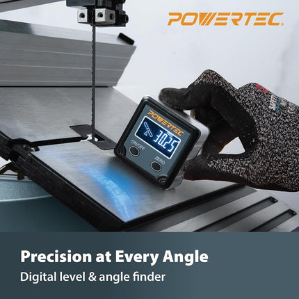 POWERTEC 71828 Table Saw Angle Gauge, Digital Angle Finder Protractor, Digital Level Box, 1 Pack, Digital Angle Gauge for Woodworking, Table Saw, Miter Saw