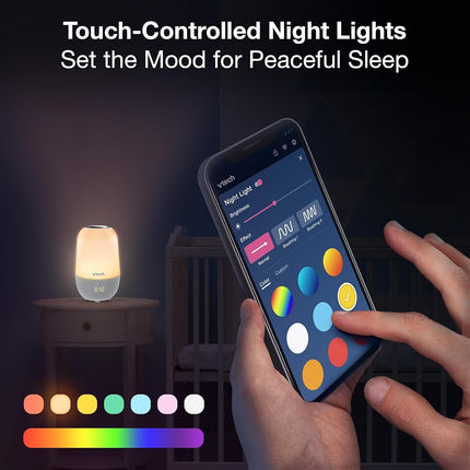 VTech BC8314 V-Hush Pro 2 Bluetooth Sleep Training Soother Speaker, One Touch Night Light Offers Over 250 Color Choices, 100 Stories, 100 Classical Songs, 10 Lullabies and 10 Natural Sounds.