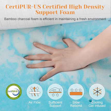 Extra Firm Mattress Topper King Size, 4 Inch High-Density Firm Mattress Pad for Back Pain Relief, Bed Topper with Removable Cover, No Smell, No Slip, CertiPUR-US Certified, 80" x 76"