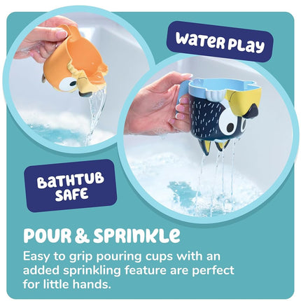 Toomies Bluey's Family Pourers with Designs Featuring Chilli, Bandit, Bingo, and Bluey - Nesting, Stacking Cups for Bath Time - Officially Licensed Bluey Toys - Baby Bath Toys for +18 Months