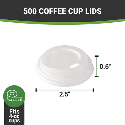 Restaurantware-SOLO TAPAS: Tapas compostables para vasos de café Basic Nature, 500 tapas desechables para vasos de bebidas calientes - Vasos vendidos por separado, se adapta a vasos de 4 onzas, tapas de vasos de plástico PLA blancas, certificado BPI