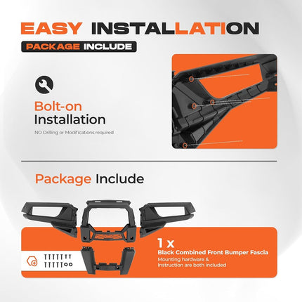 ALMULOO Parachoques delantero combinado compatible con Polaris RZR XP 1000/ RZR XP 4 1000/RZR 4 900 2015-2018/RZR 900 2015-2020 (accesorios de repuesto para 5439786-070)
