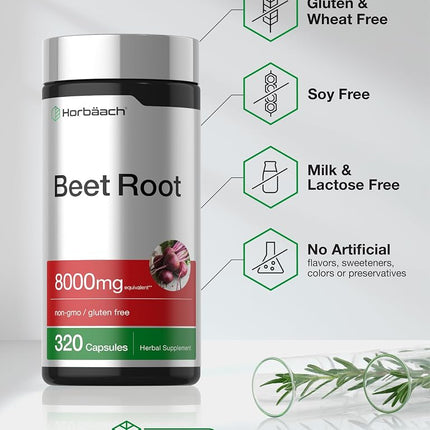 Horbäach Beet Root Powder Capsules | 320 Pills