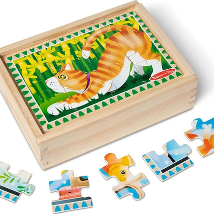 Melissa & Doug 3790 Pets 4-in-1 Wooden Jigsaw Puzzles in a Storage Box (48 pcs)