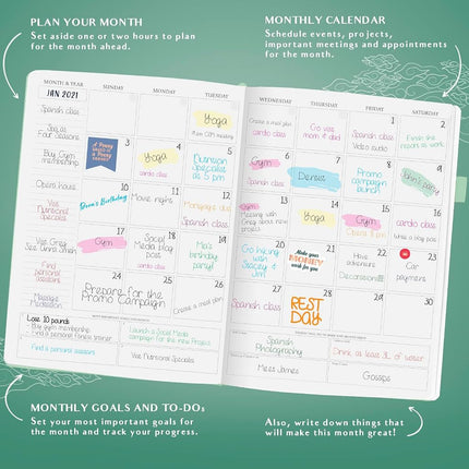 Legend Planner PRO Hourly Schedule - Weekly & Daily Organizer with Time Slots. Appointment Book Journal for Work & Personal, A4 (Aquamarine)