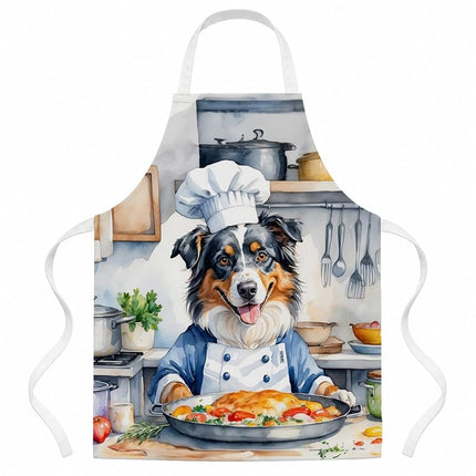 Caroline's Treasures Australian Shepherd The Chef Apron Cooking Kitchen Server Baking Crafts Gardening for Adult Women Men, Unisex, Large, Multicolor