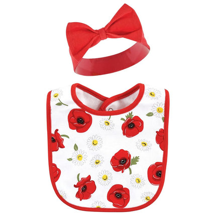 Lot bavoir et bandeau ou bonnet en coton unisexe Hudson Baby, Poppy Daisy, taille unique