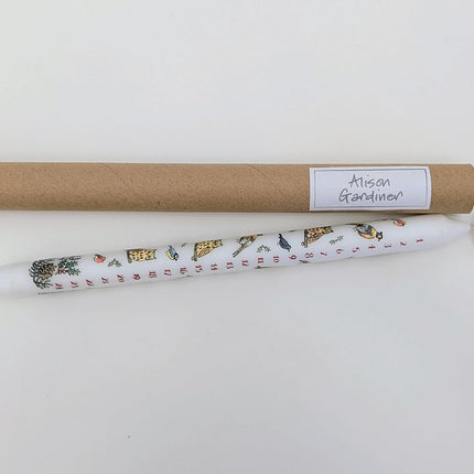 Alison Gardiner Winter Birds Wax Christmas Advent Dinner Candle 12 Hours Burn Time 29.5 cm