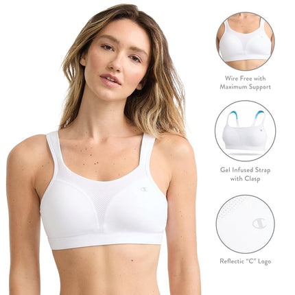 Champion Women's Spot Comfort Full Support Sports Bra, Surf The Web/Ocean Front Blue, 40D