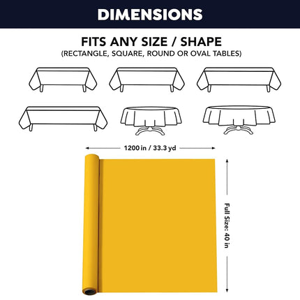 Party Essentials Plastic Banquet Table Roll, 40" x 100', Harvest Yellow