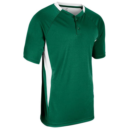 CHAMPRO Men's Clean Up 2-Button Baseball/Softball Jersey Forest Green, White